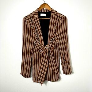Capulet Striped Tie Front Blazer with Pockets Academic